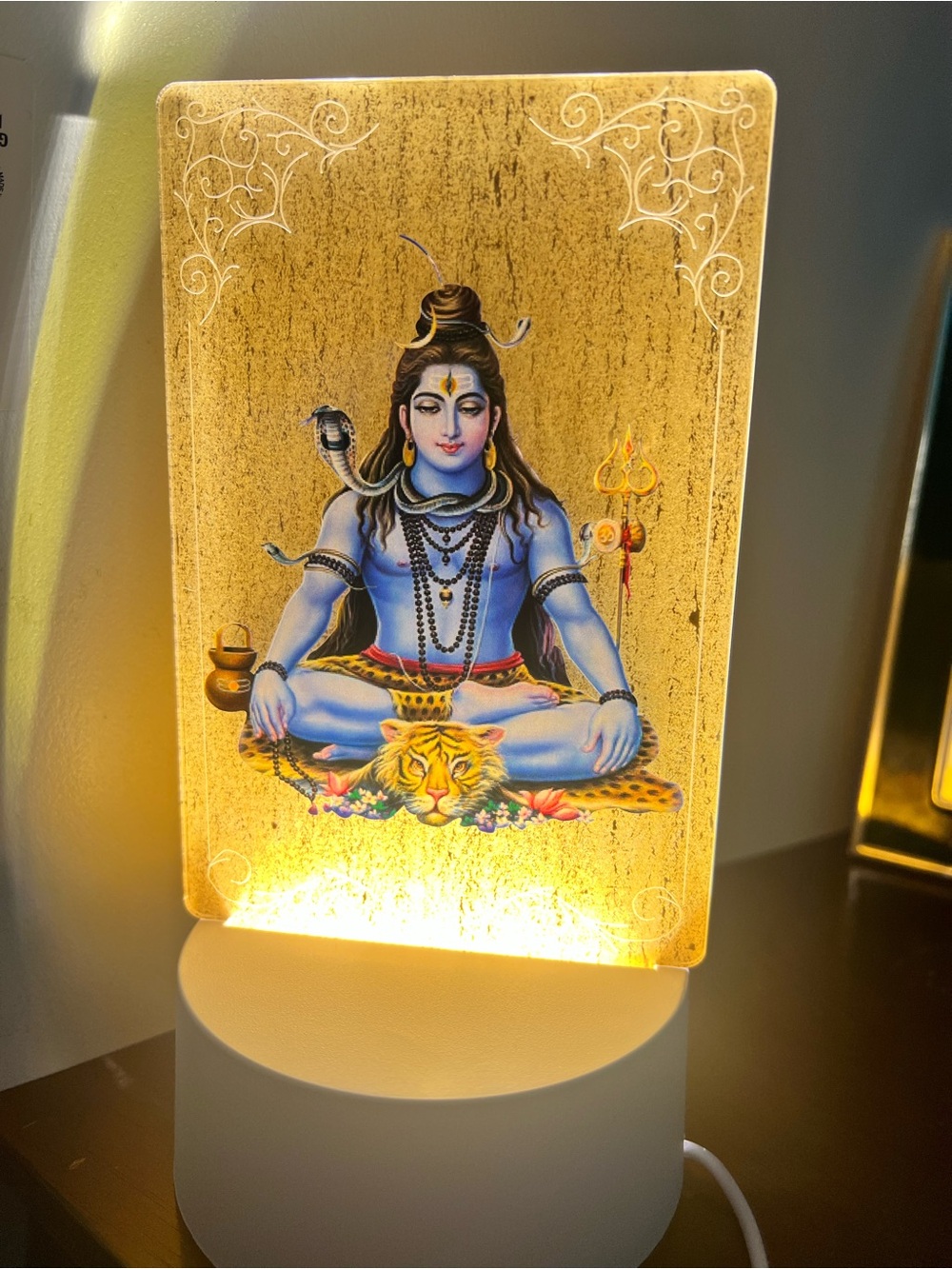 LED Shiva Art Panel in Blue and Gold - Unbranded